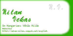 milan vekas business card